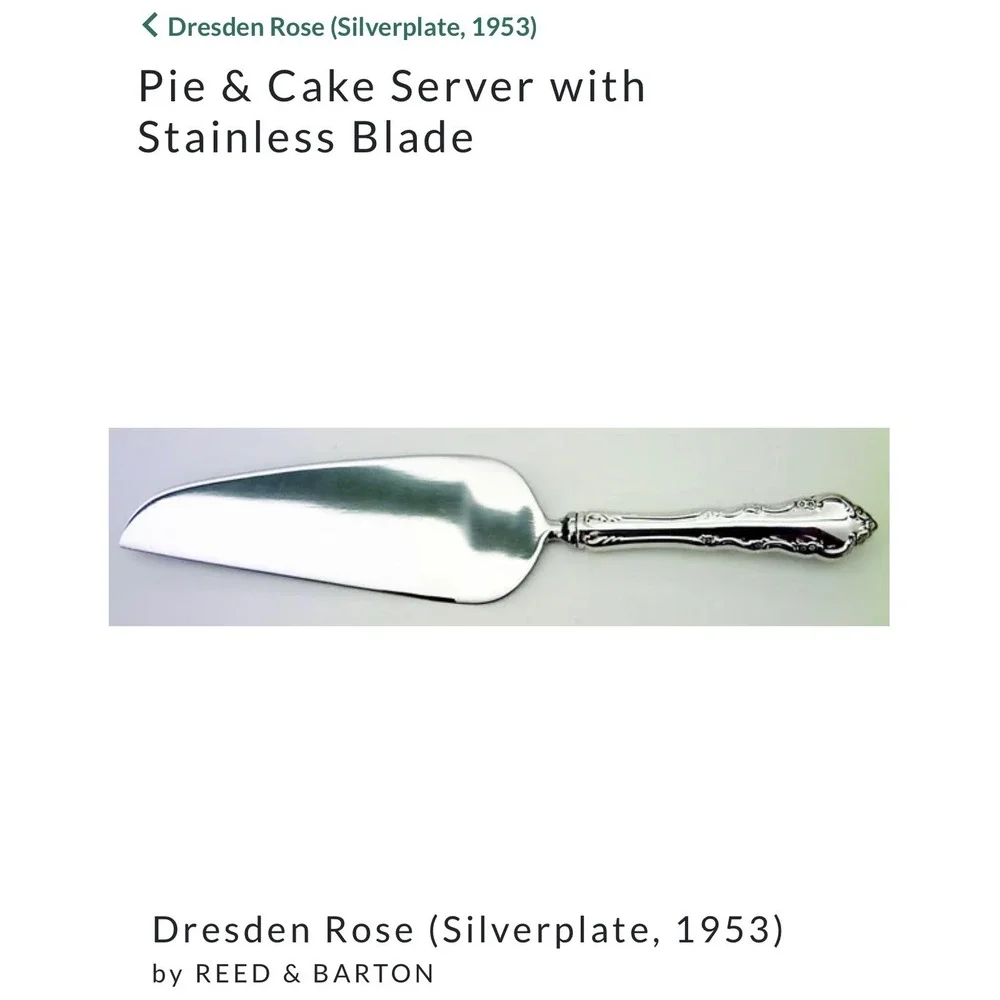 Reed & Barton Dresden Rose Silverplate Pie Cake Server Mirrorstele Stainless 195